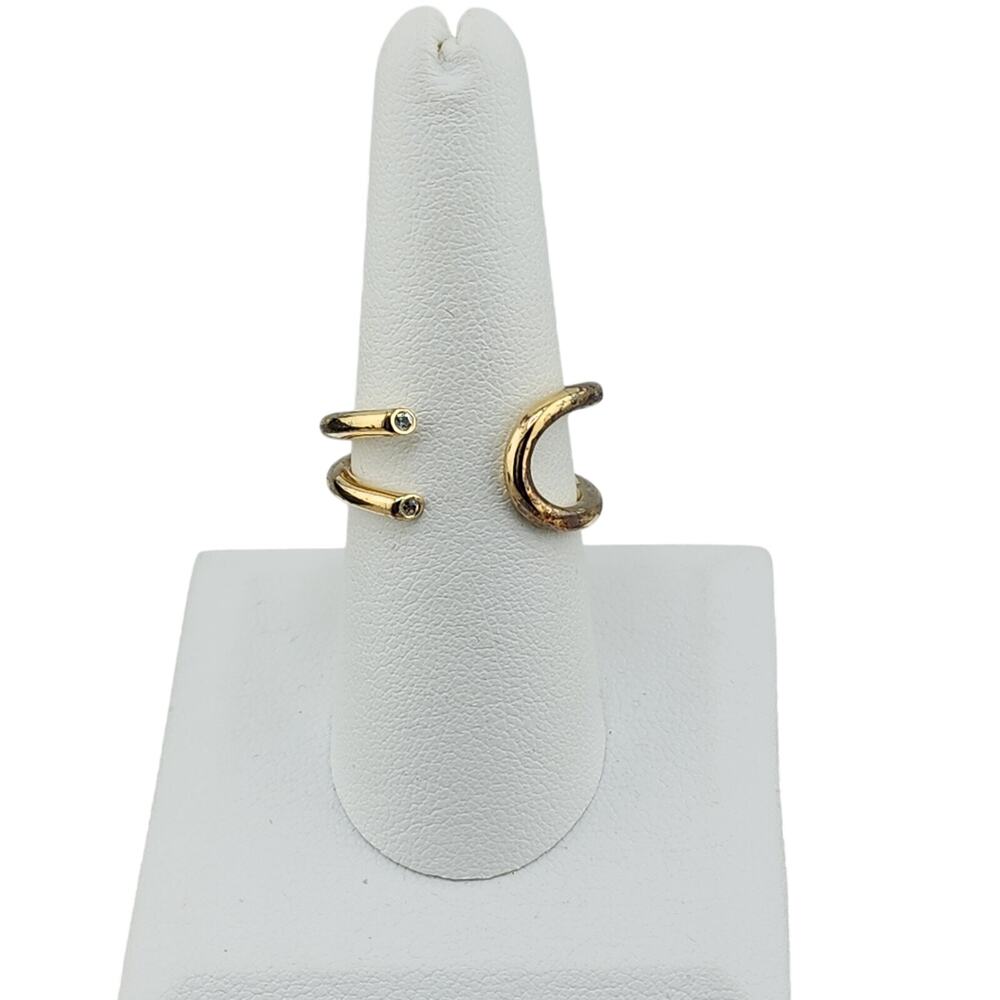 Elizabeth And James Gold Tone CZ Wrap Band Ring SZ 8